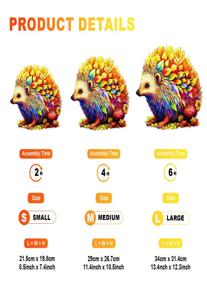 DOCRAGI Wooden Puzzles for Adults - Clever Hedgehog Wooden Jigsaw Puzzle - Unique Animal Shaped Wood Puzzles Adult - Christmas Birthday Gifts for Adults/Friends/Family - 200pcs 11.4 * 10.5in - Image 4
